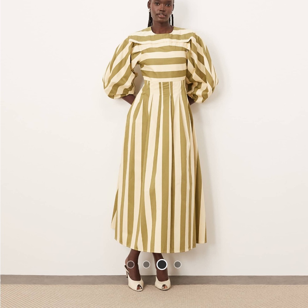 ISO- Striped Puff Sleeve Maxi Dress Size 12